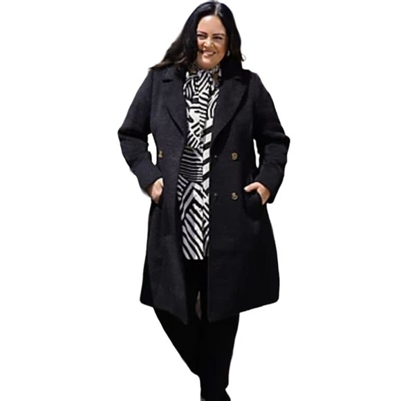 dennis basso Jackets & Blazers - DENNIS BASSO SOLID BUTTON FRONT COAT NWOT BLACK PLUS SIZE 26W